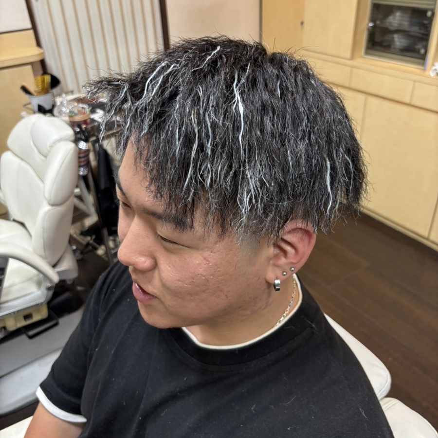 ハイライトメッシュ、ツイストパーマ