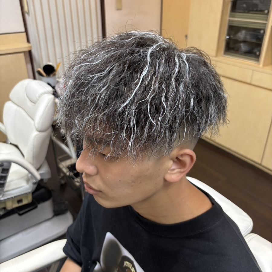 ハイライトメッシュ、ツイストパーマ