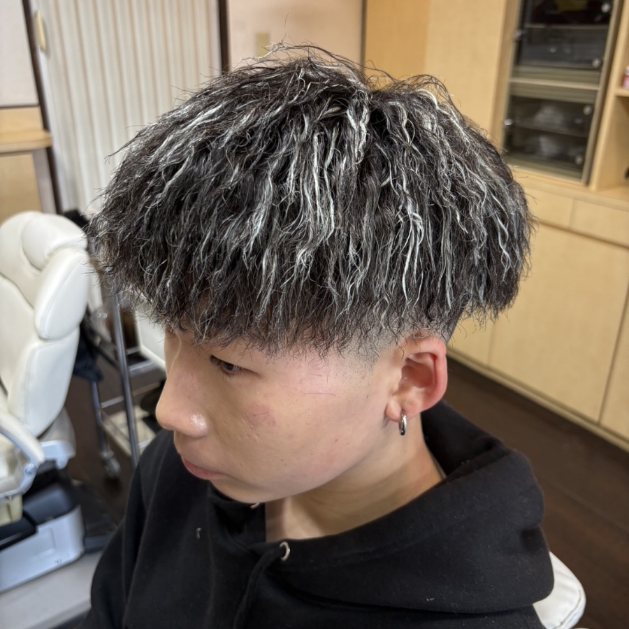 ハイライトメッシュ、ツイストパーマ